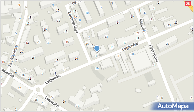 Wadowice, Legionów, 11, mapa Wadowice