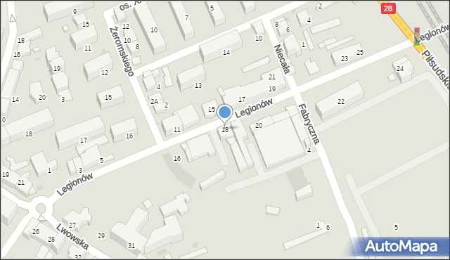 Wadowice, Legionów, 18, mapa Wadowice