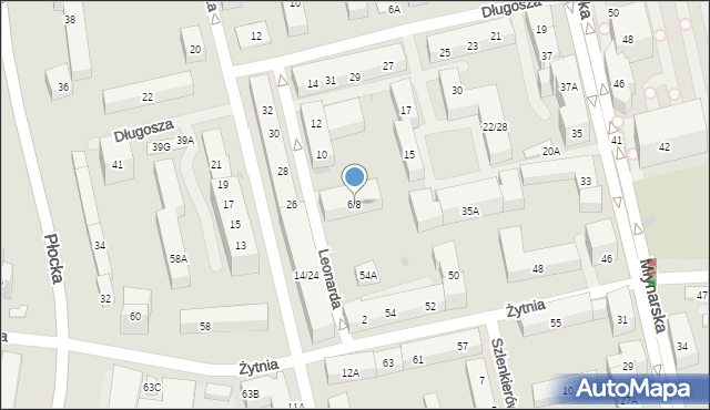 Warszawa, Leonarda, 6/8, mapa Warszawy