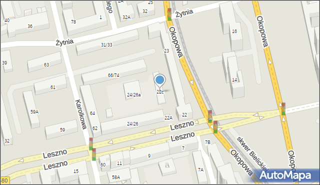 Warszawa, Leszno, 22c, mapa Warszawy