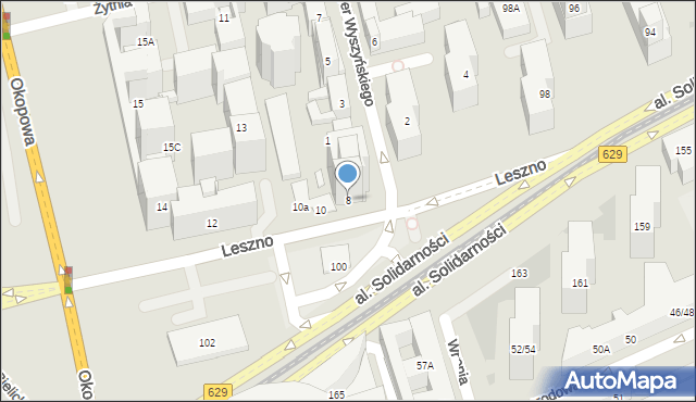 Warszawa, Leszno, 8, mapa Warszawy