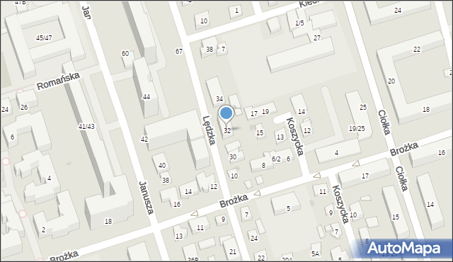 Warszawa, Lędzka, 32, mapa Warszawy