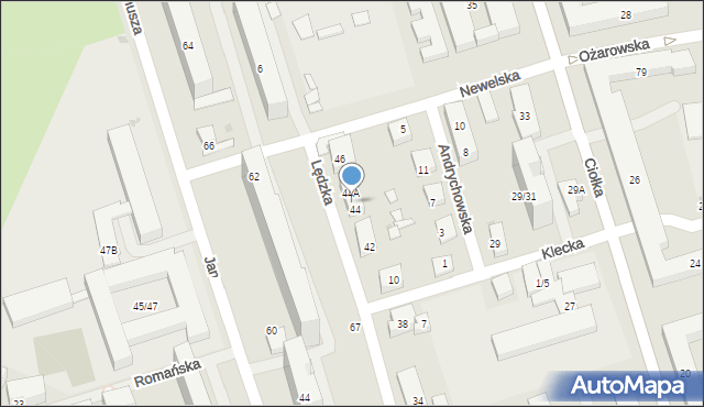 Warszawa, Lędzka, 44B, mapa Warszawy