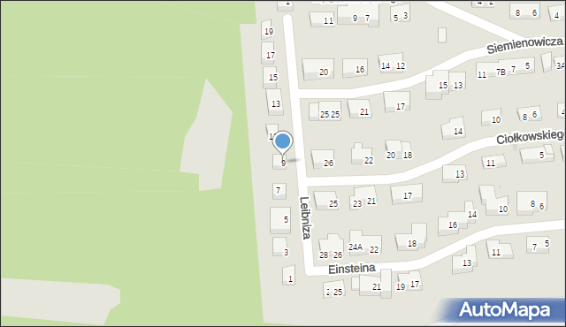 Warszawa, Leibniza Gottfrieda, 9, mapa Warszawy