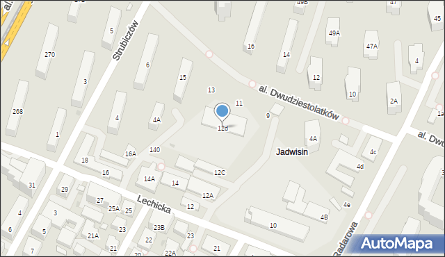 Warszawa, Lechicka, 12d, mapa Warszawy