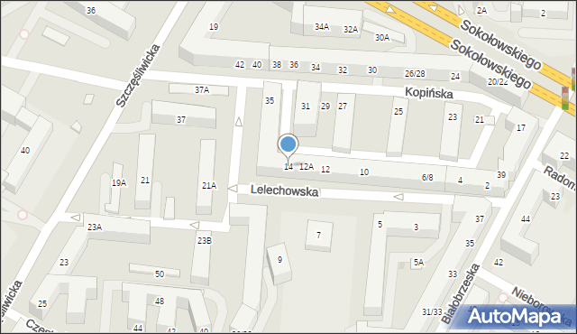 Warszawa, Lelechowska, 14, mapa Warszawy
