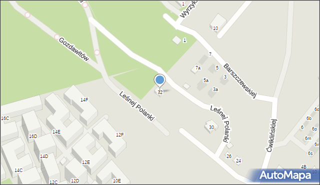 Warszawa, Leśnej Polanki, 32, mapa Warszawy