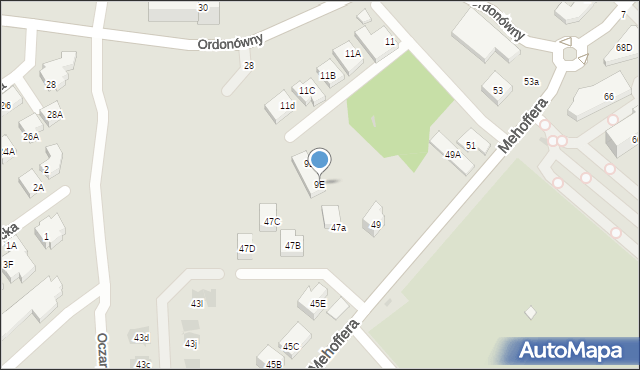 Warszawa, Leśnej Polanki, 9E, mapa Warszawy