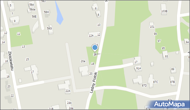 Warszawa, Leśny Potok, 16, mapa Warszawy
