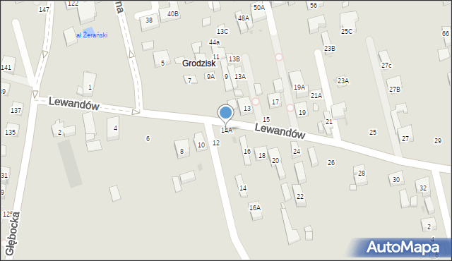 Warszawa, Lewandów, 14A, mapa Warszawy