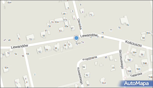 Warszawa, Lewandów, 72, mapa Warszawy