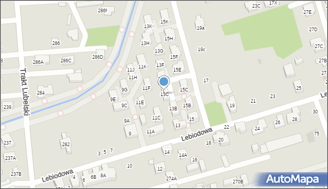 Warszawa, Lebiodowa, 13C, mapa Warszawy