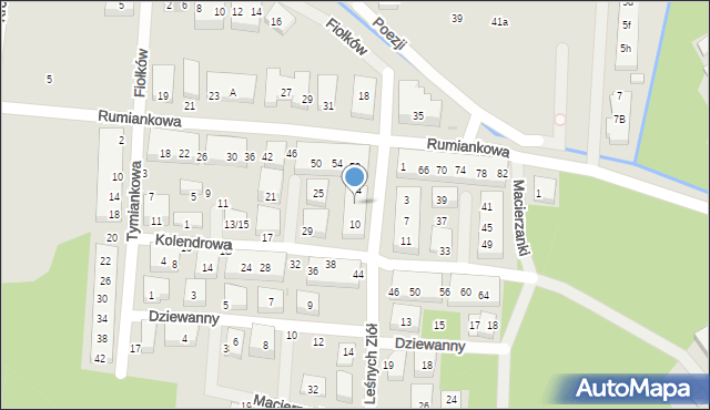 Warszawa, Leśnych Ziół, 6, mapa Warszawy
