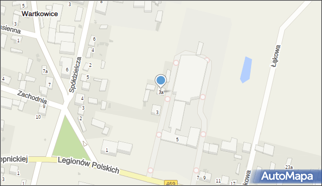 Wartkowice, Legionów Polskich, 3a, mapa Wartkowice