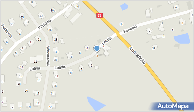 Węgorzewo, Letnia, 3, mapa Węgorzewo