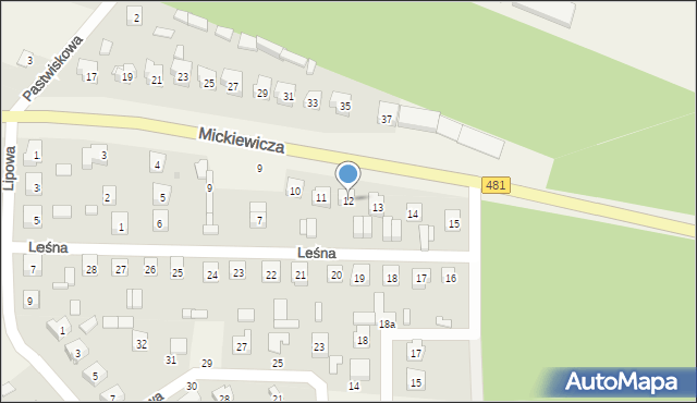 Widawa, Leśna, 12, mapa Widawa