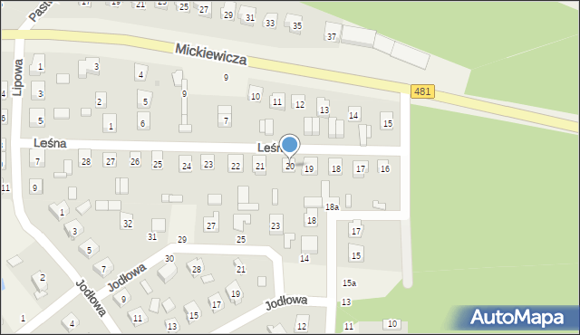 Widawa, Leśna, 20, mapa Widawa