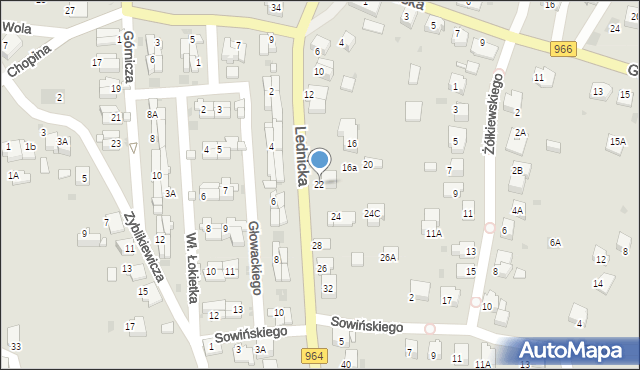 Wieliczka, Lednicka, 22, mapa Wieliczka