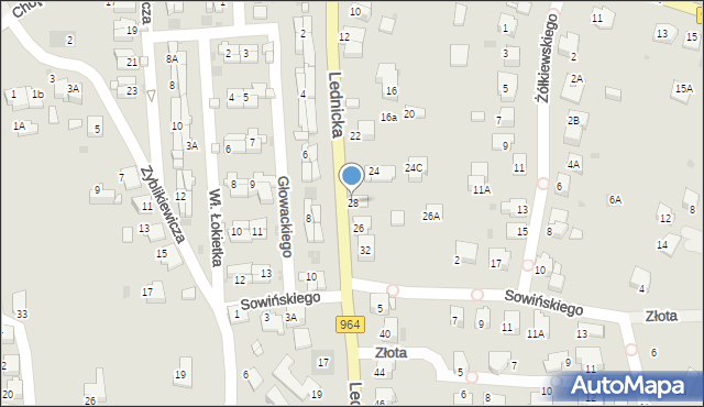 Wieliczka, Lednicka, 28, mapa Wieliczka