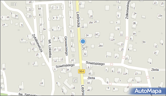 Wieliczka, Lednicka, 30, mapa Wieliczka