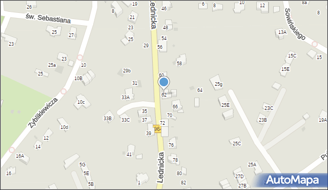 Wieliczka, Lednicka, 62, mapa Wieliczka