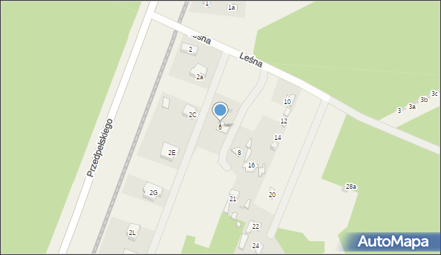 Wieliszew, Leśna, 6, mapa Wieliszew