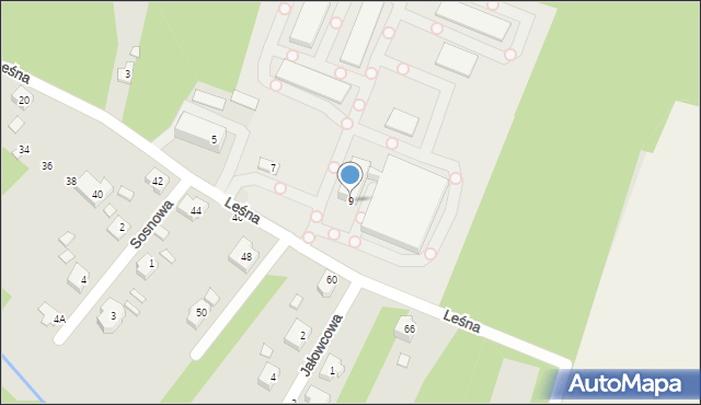 Wieruszów, Leśna, 9, mapa Wieruszów