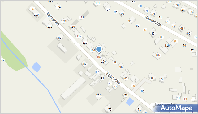 Wiry, Łęczycka, 102, mapa Wiry