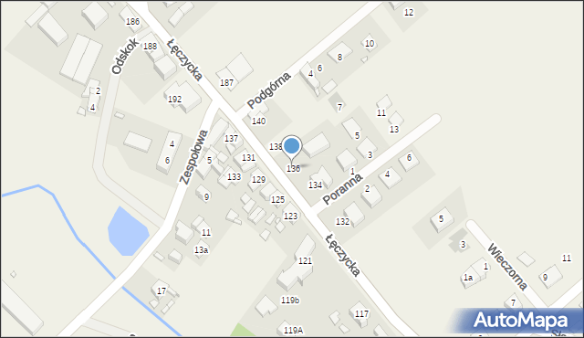 Wiry, Łęczycka, 136, mapa Wiry