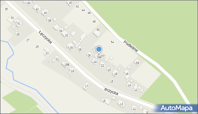 Wiry, Łęczycka, 24a, mapa Wiry