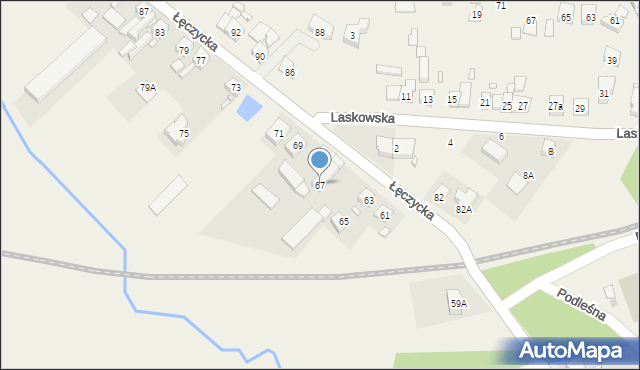 Wiry, Łęczycka, 67, mapa Wiry