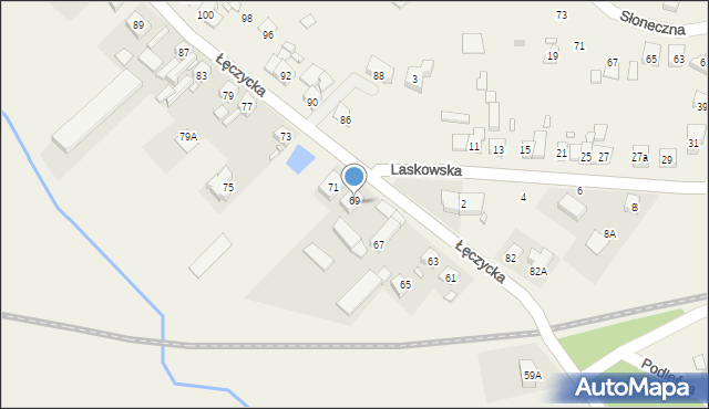 Wiry, Łęczycka, 69, mapa Wiry