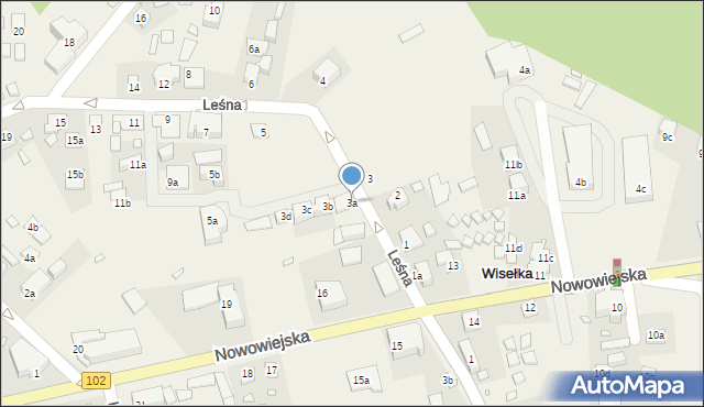 Wisełka, Leśna, 3a, mapa Wisełka