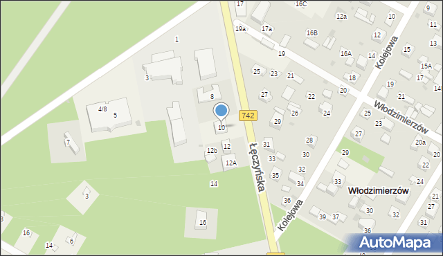 Włodzimierzów, Łęczyńska, 10, mapa Włodzimierzów