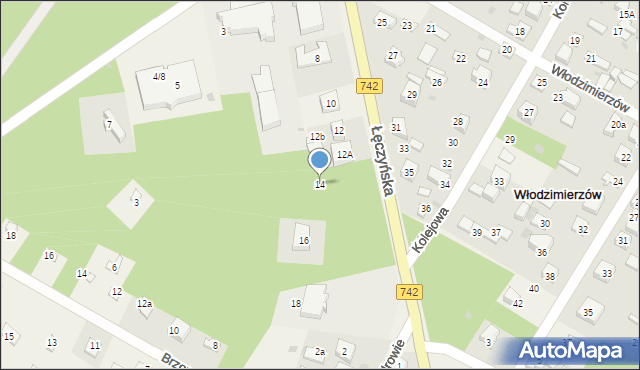 Włodzimierzów, Łęczyńska, 14, mapa Włodzimierzów