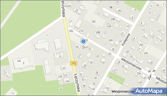 Włodzimierzów, Łęczyńska, 23, mapa Włodzimierzów