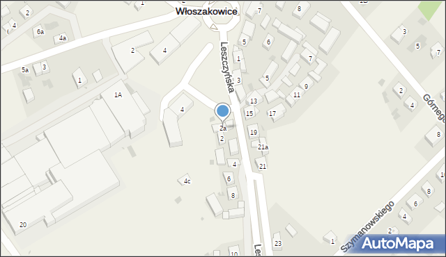 Włoszakowice, Leszczyńska, 2a, mapa Włoszakowice