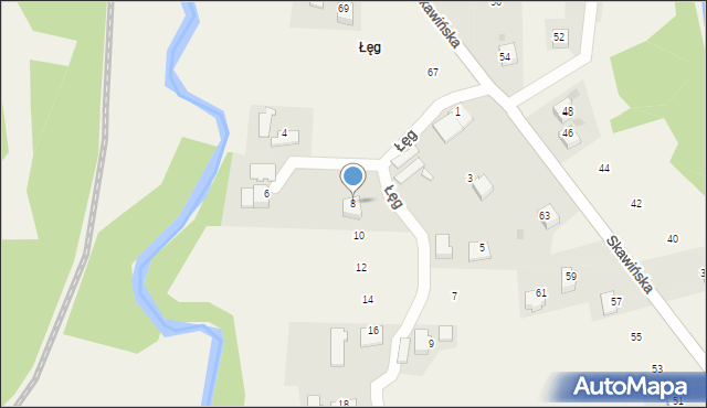 Wola Radziszowska, Łęg, 8, mapa Wola Radziszowska