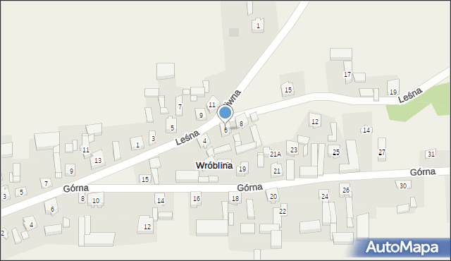 Wróblina, Leśna, 6, mapa Wróblina