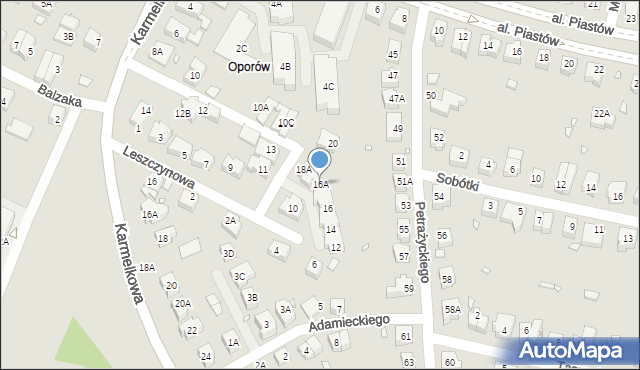 Wrocław, Leszczynowa, 16A, mapa Wrocławia