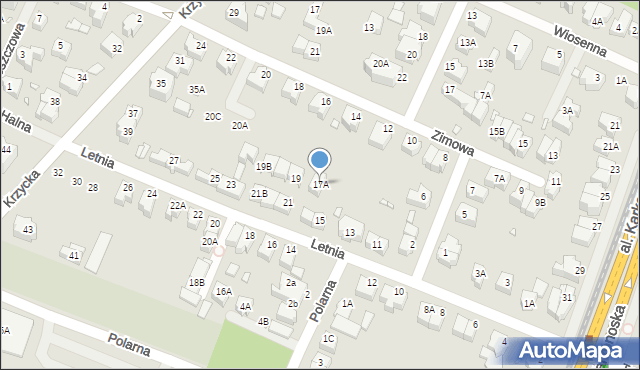 Wrocław, Letnia, 17A, mapa Wrocławia