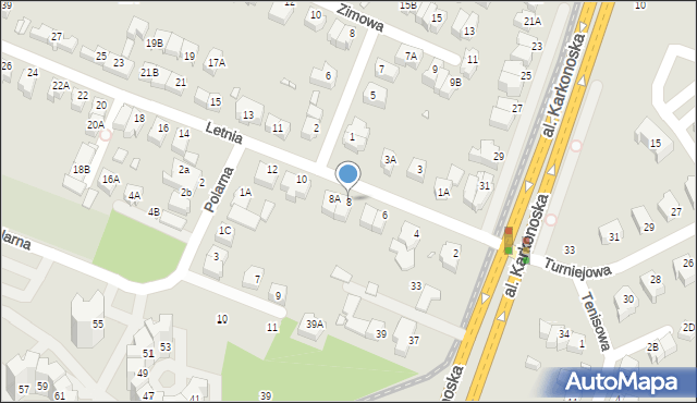 Wrocław, Letnia, 8, mapa Wrocławia