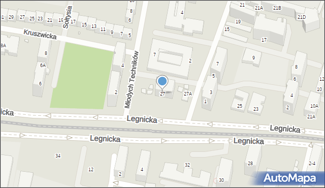 Wrocław, Legnicka, 27, mapa Wrocławia