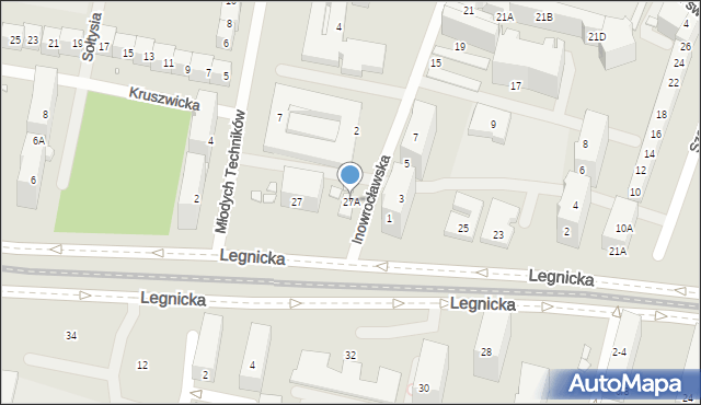 Wrocław, Legnicka, 27A, mapa Wrocławia