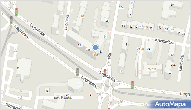 Wrocław, Legnicka, 33a, mapa Wrocławia