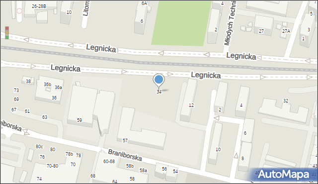 Wrocław, Legnicka, 34, mapa Wrocławia