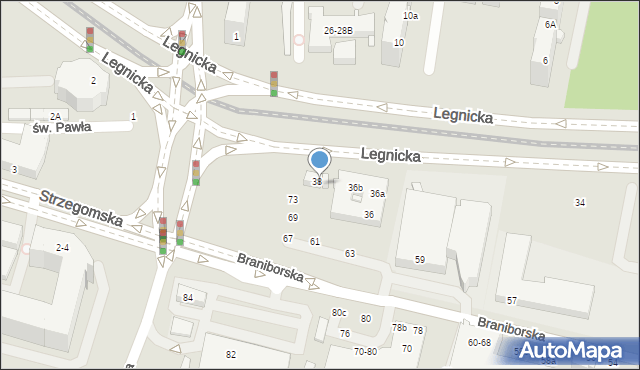 Wrocław, Legnicka, 38b, mapa Wrocławia