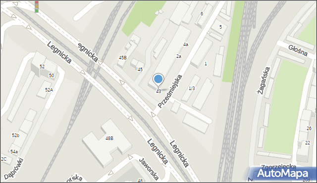 Wrocław, Legnicka, 43, mapa Wrocławia