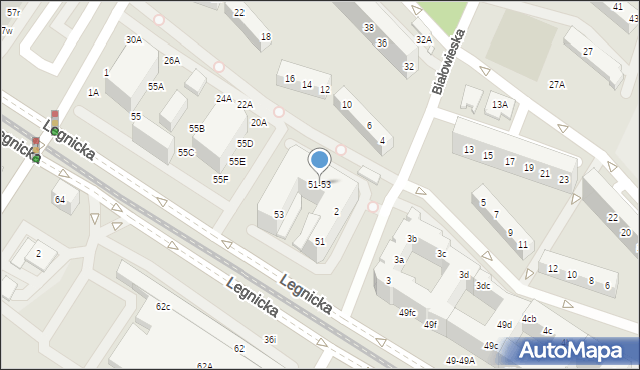 Wrocław, Legnicka, 51-53, mapa Wrocławia