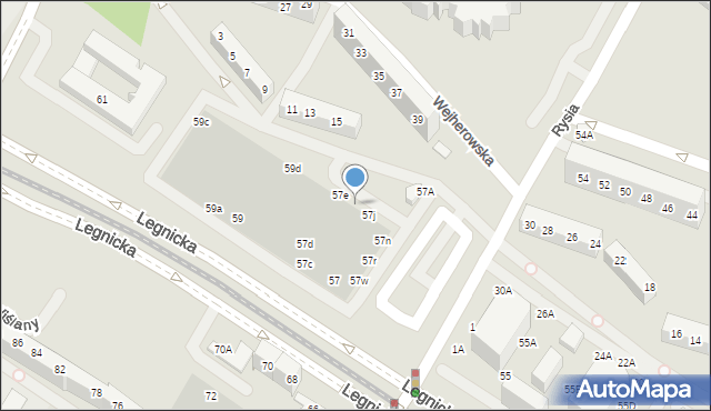 Wrocław, Legnicka, 57g, mapa Wrocławia